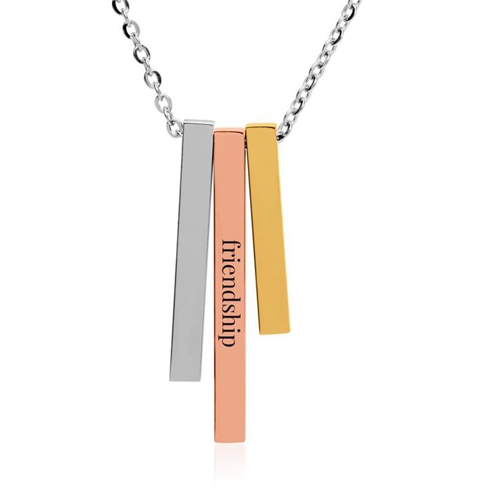 Stainless steel necklace for women with tricolour pendants