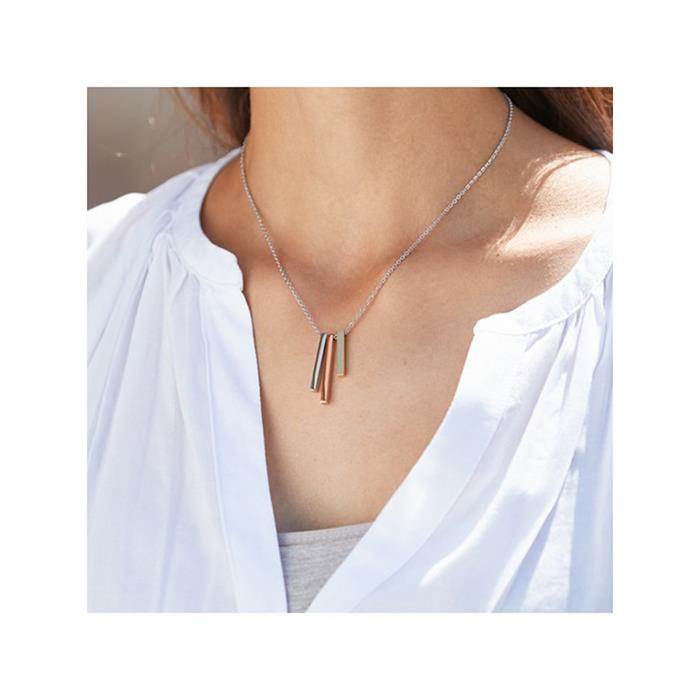 Stainless steel necklace for women with tricolour pendants