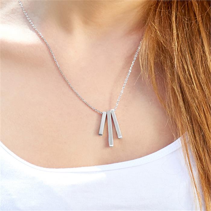 Stainless steel necklace for women with three pendants