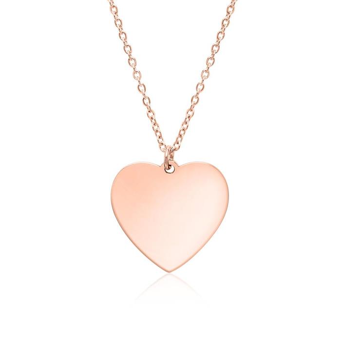 Rose gold plated stainless steel heart chain