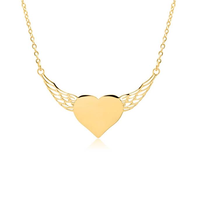 Gold Plated Stainless Steel Winged Heart Chain