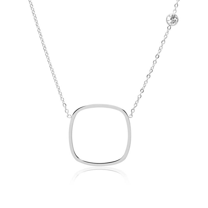 Stainless steel necklace with zirconia