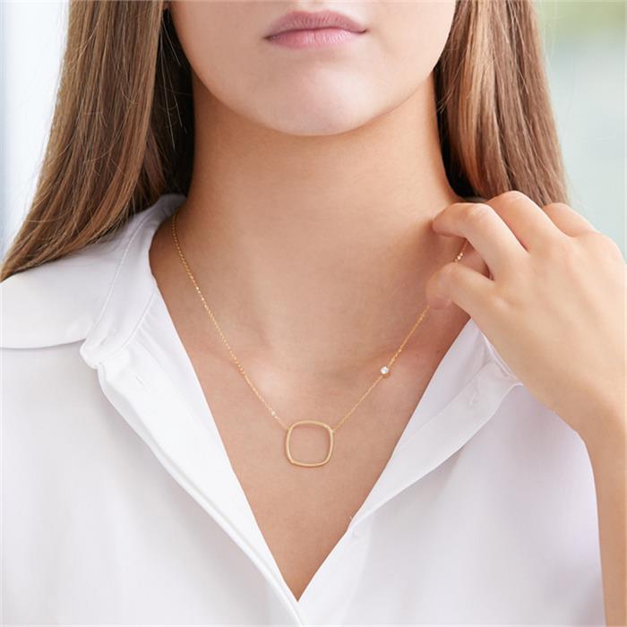 Necklace in gold-plated stainless steel with zirconia