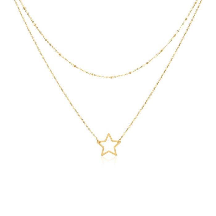Double row star chain in gold plated stainless steel