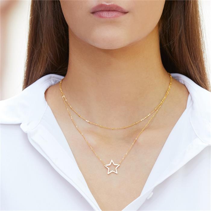 Double row star chain in gold plated stainless steel