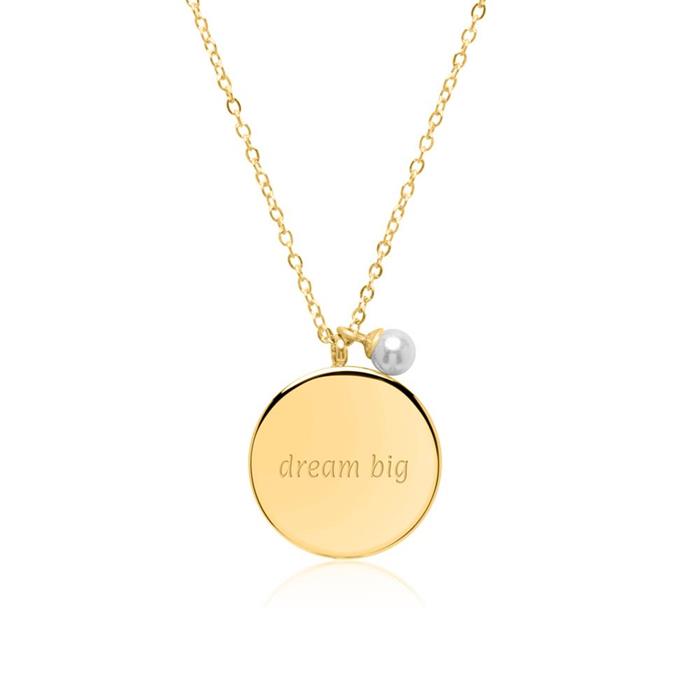 Necklace in gold-plated stainless steel with pearl