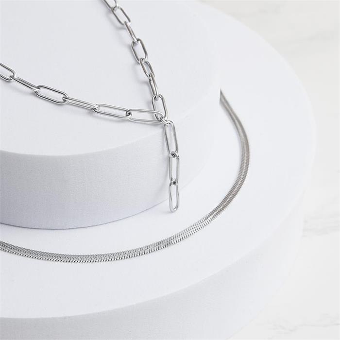 Ladies link necklace in stainless steel