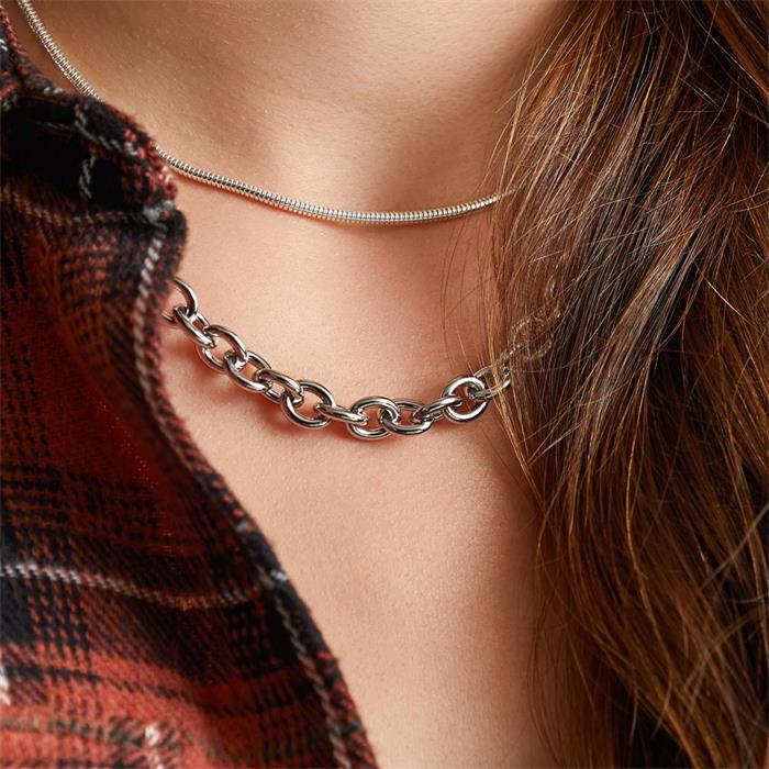 Ladies link chain necklace in stainless steel