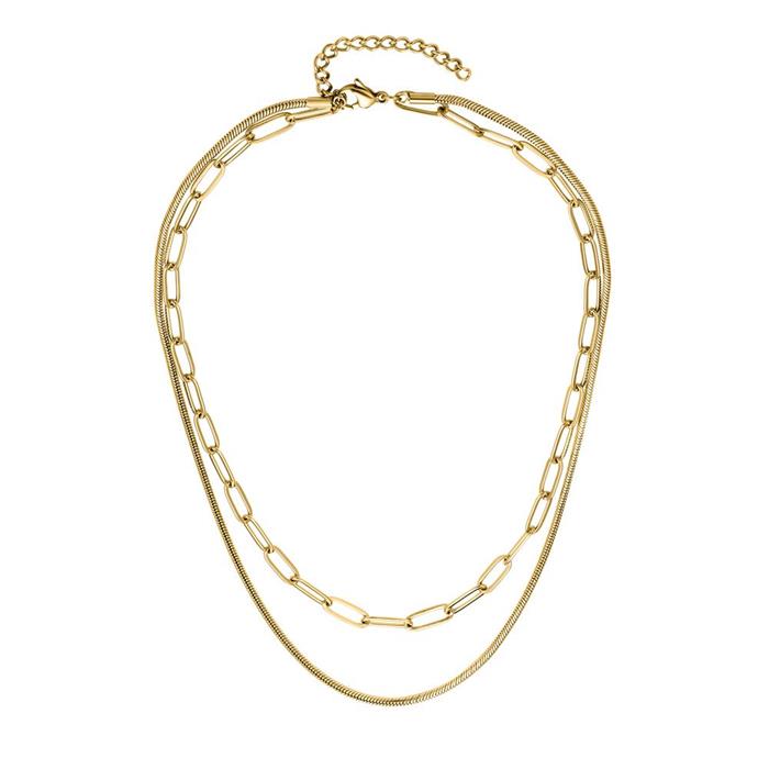 Layers necklace for ladies in gold-plated stainless steel