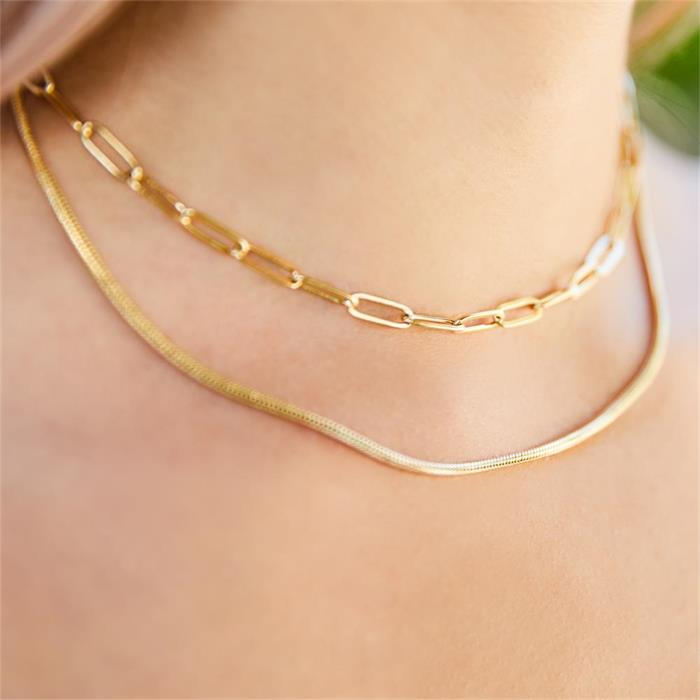 Layers necklace for ladies in gold-plated stainless steel