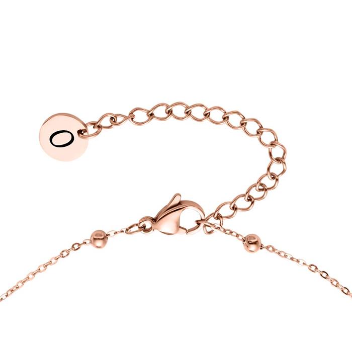 Ladies necklace in rose gold-plated stainless steel