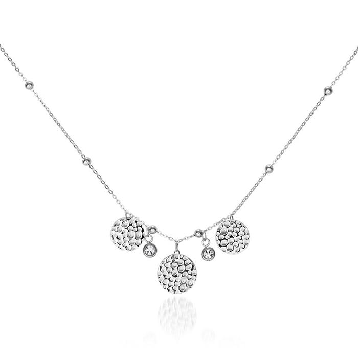 Ladies necklace in stainless steel with zirconia