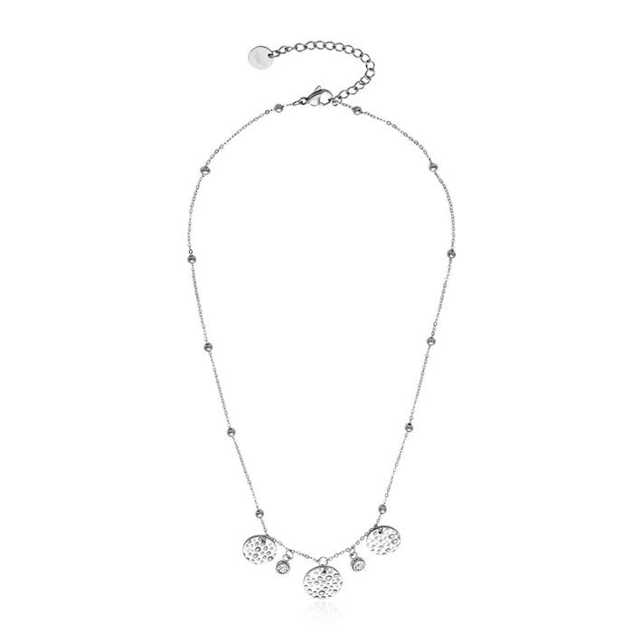 Ladies necklace in stainless steel with zirconia