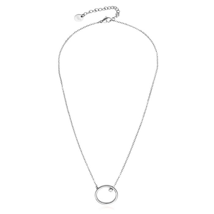 Circle necklace for ladies in stainless steel with zirconia