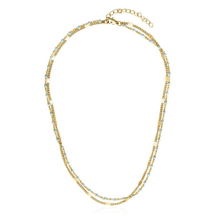 Ladies double row necklace in stainless steel, gold-plated