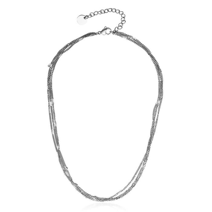 Ladies three-row necklace in stainless steel