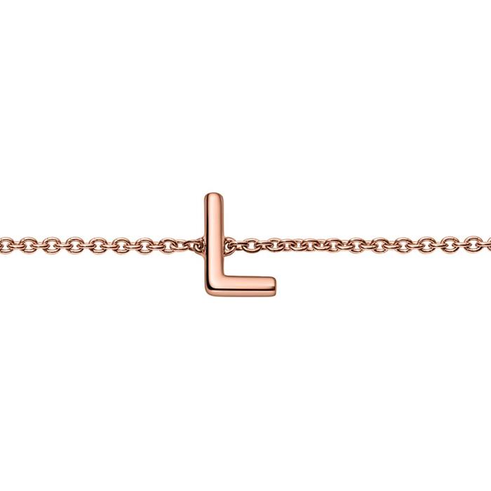 Dames 14 karaat rosegouden armband, 1 letter, symbool
