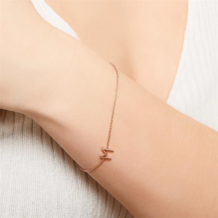 Ladies bracelet in 14ct. rose gold, 1 letter, symbol