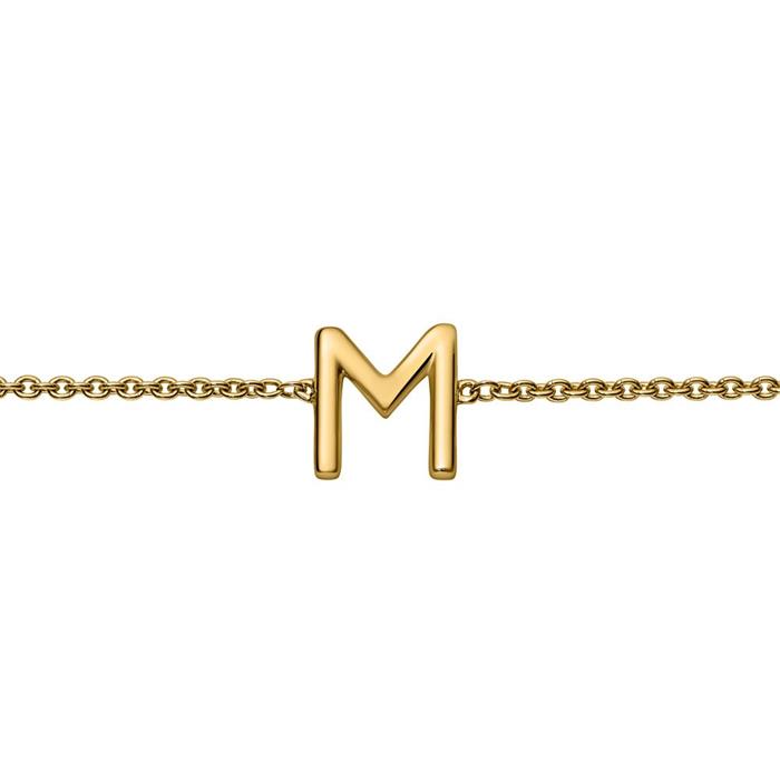 Pulsera de oro 14 quilates con 2 letras o símbolos