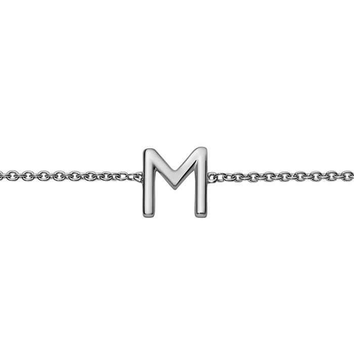 Pulsera de oro blanco 14 quilates con 3 letras, símbolos