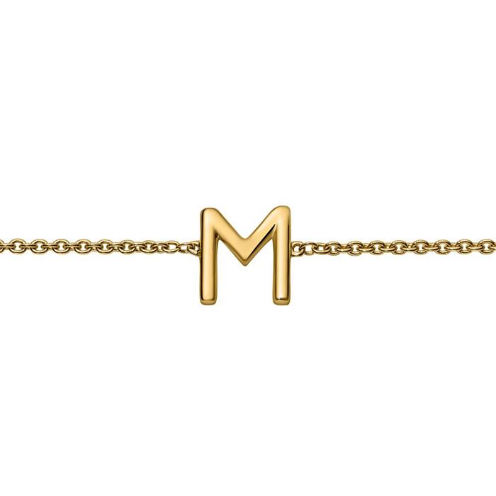 14 karaat gouden armband met 3 letters of symbolen