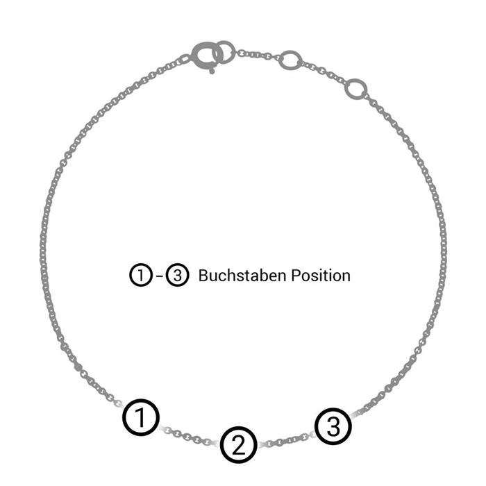 Armband aus 585er Wei&#xDF;gold mit 3 Buchstaben, Symbolen