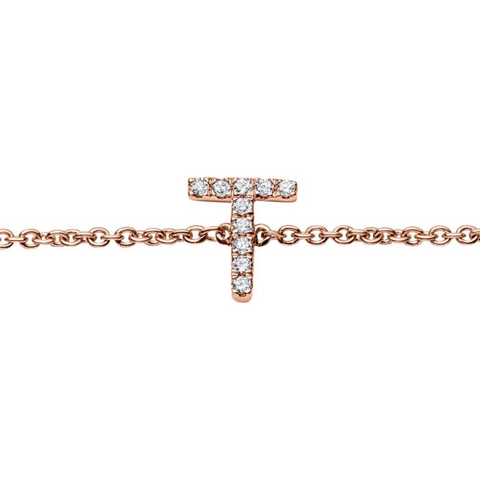 14ct. rose gold bracelet, diamonds, letter, symbol