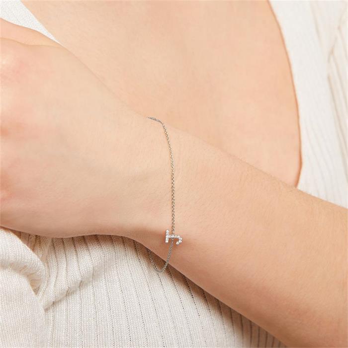 14ct. white gold bracelet, diamond set letter symbol