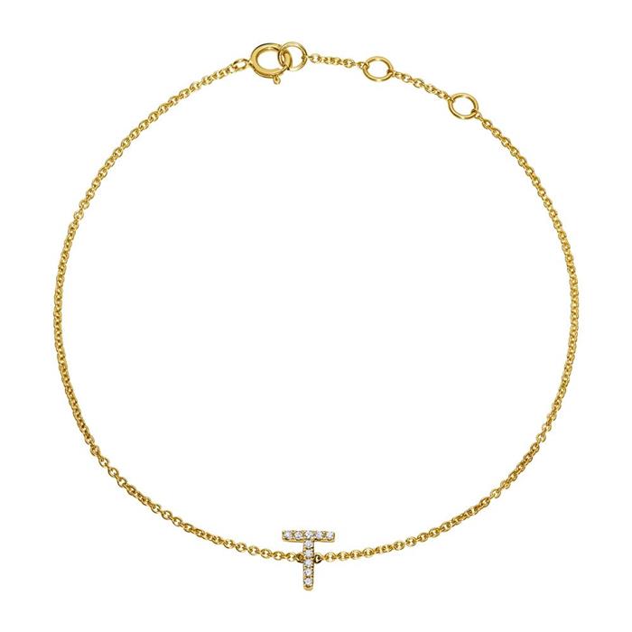 14ct. gold bracelet with diamonds, letter, symbol