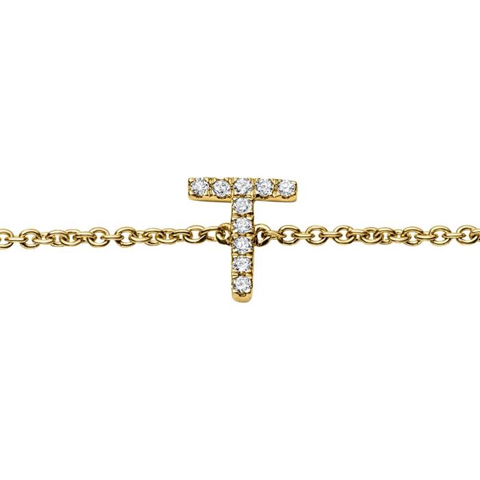 Bracelet 14ct. gold, diamonds, 2 letters, symbols