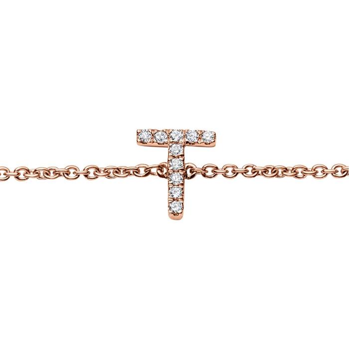 Armband in 14k rose goud met Diamanten, 4 letters