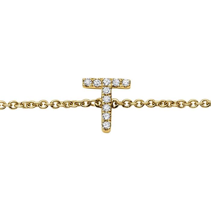Diamond bracelet in 14ct. gold, 5 letters, symbols