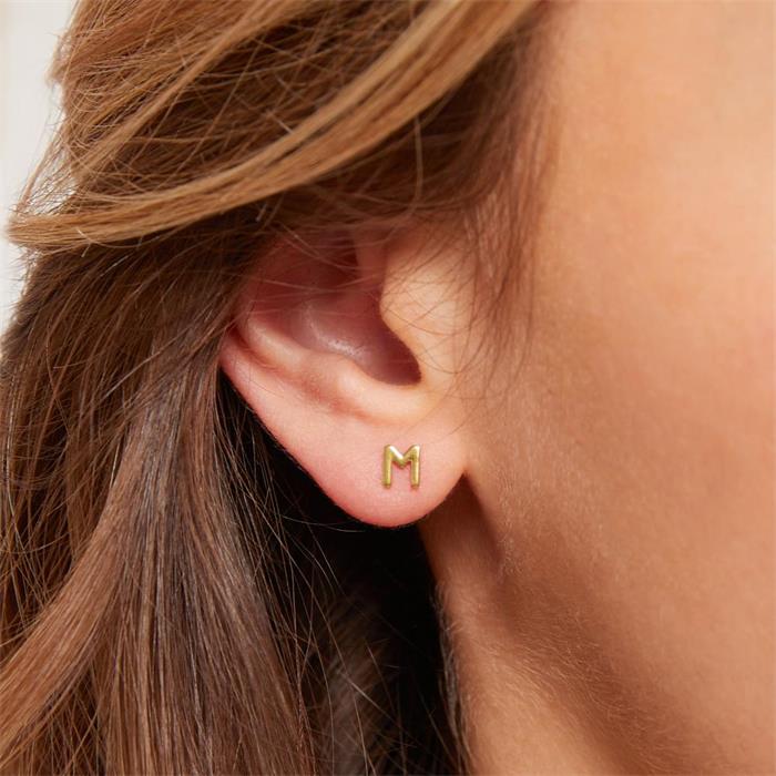 Pendientes letters de oro de 14 quilates