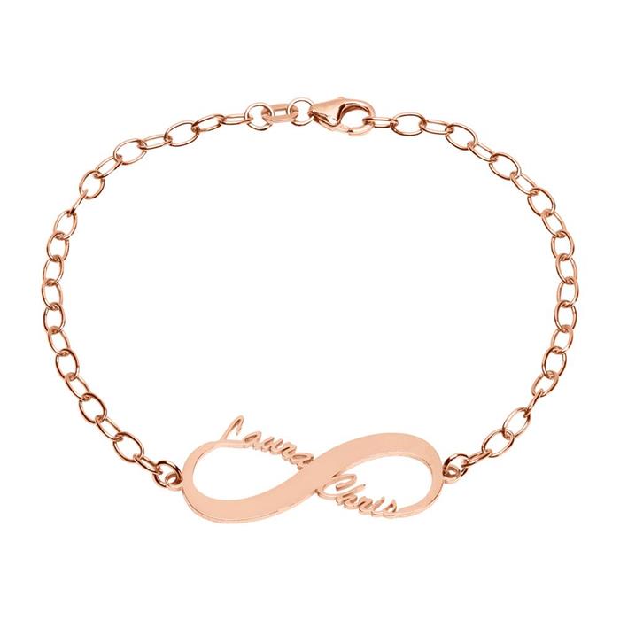 Pulsera con nombre infinity plata oro rosa