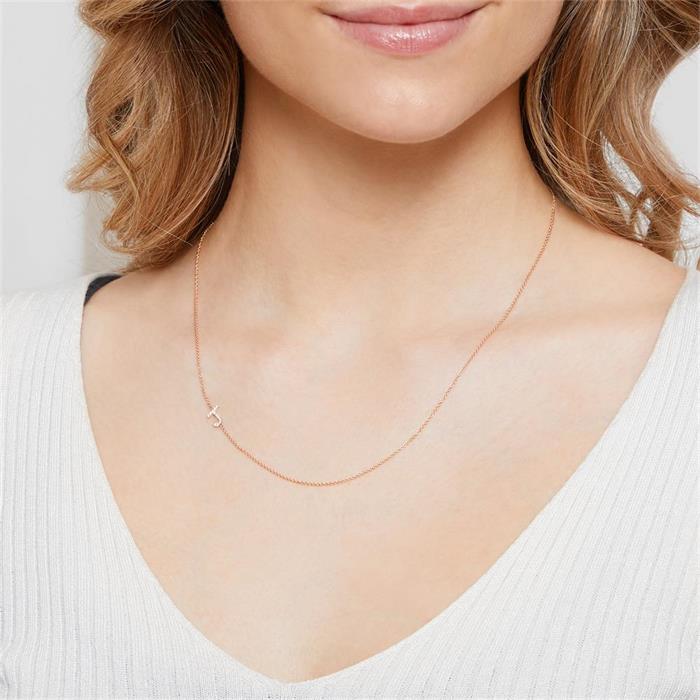 14K rose gold necklace with diamonds, personalizable