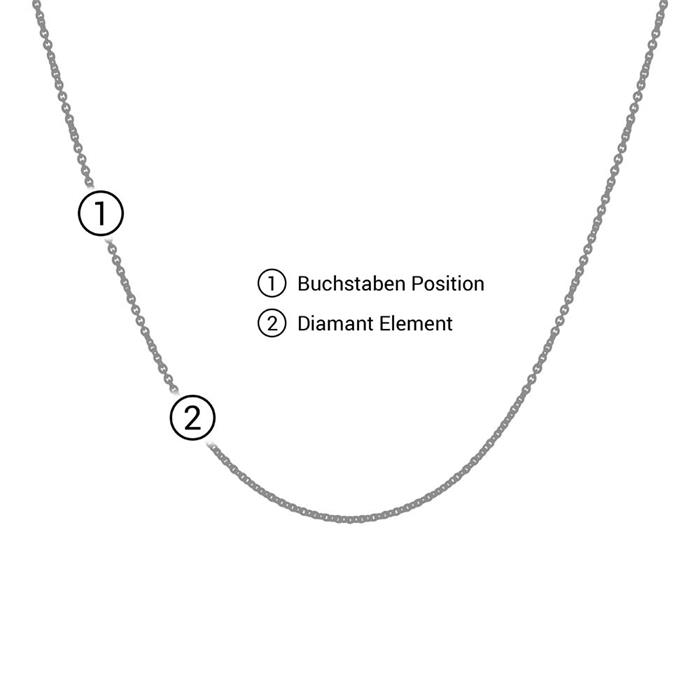 Personalisierbare Damenkette aus 14K Weißgold Diamant