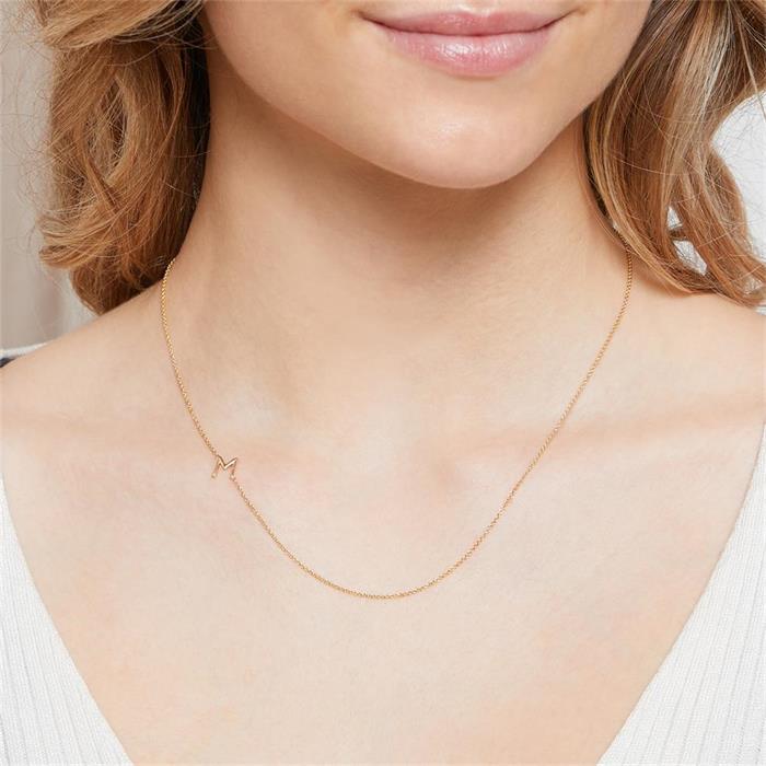 14k gouden letter ketting met Diamant