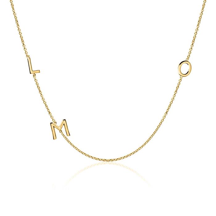 Necklace for ladies in 14K gold with 3 letters