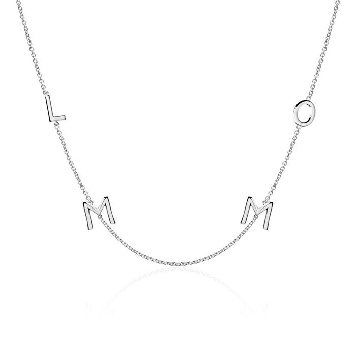 Necklace letters for ladies in 14K white gold