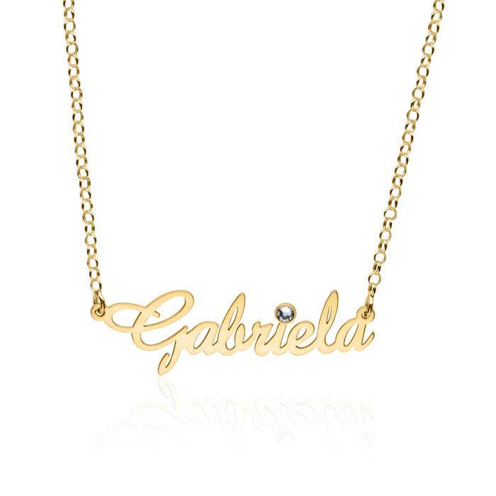 14k gouden naamketting met geboortesteen