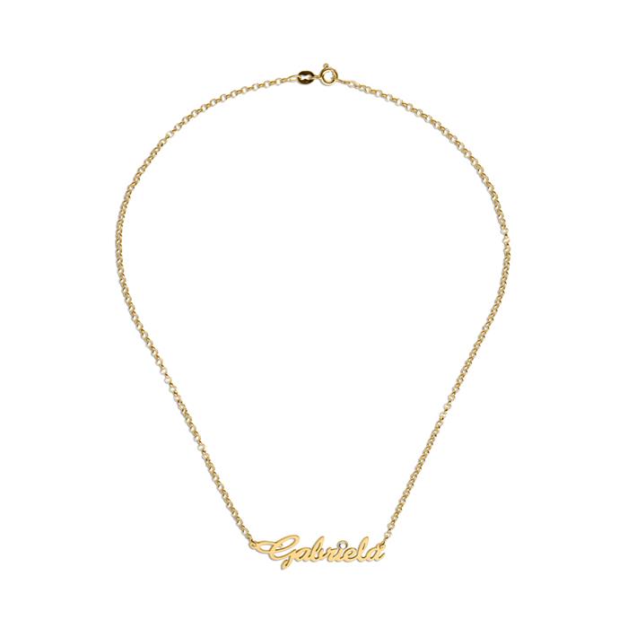 14K gold naME necklace with birthstone