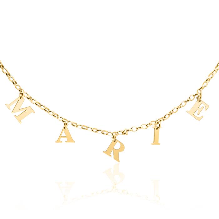 Chain with selectable letters in 14K gold