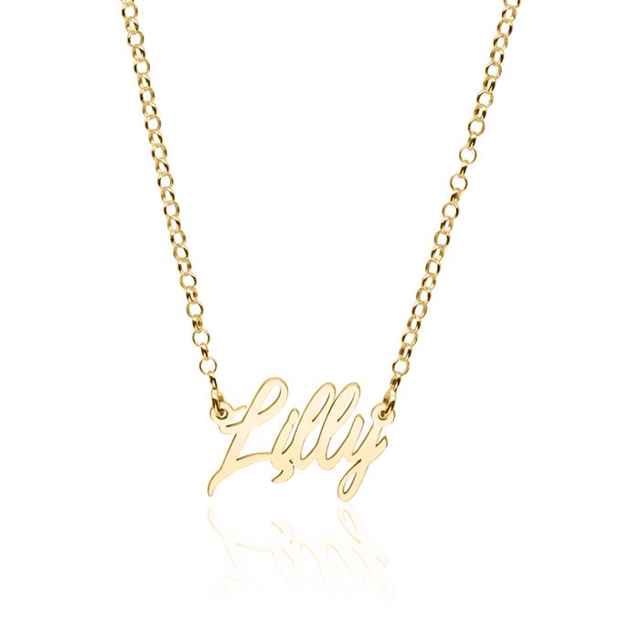 Chain with naME selectable in gold plated 925 silver