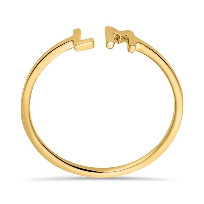14 karaat gouden ring met twee kiesbare letters, symbolen