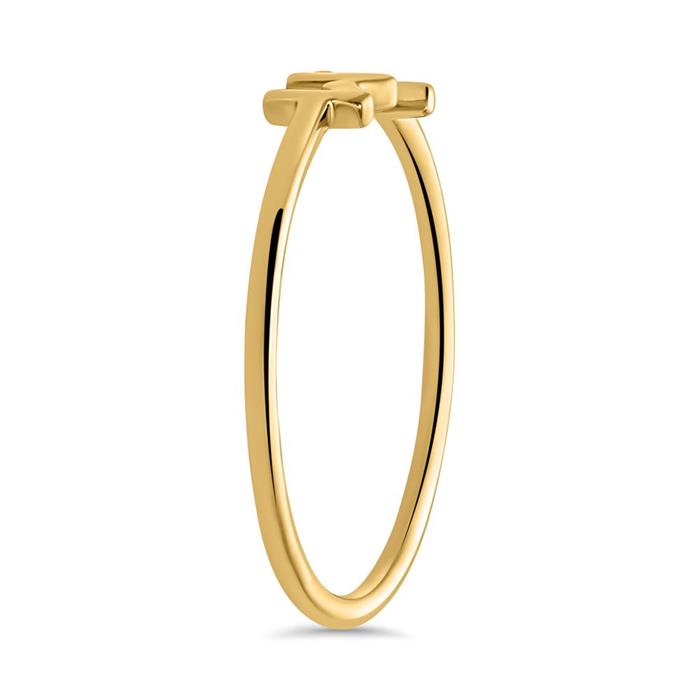 14 karaat gouden ring met twee kiesbare letters, symbolen