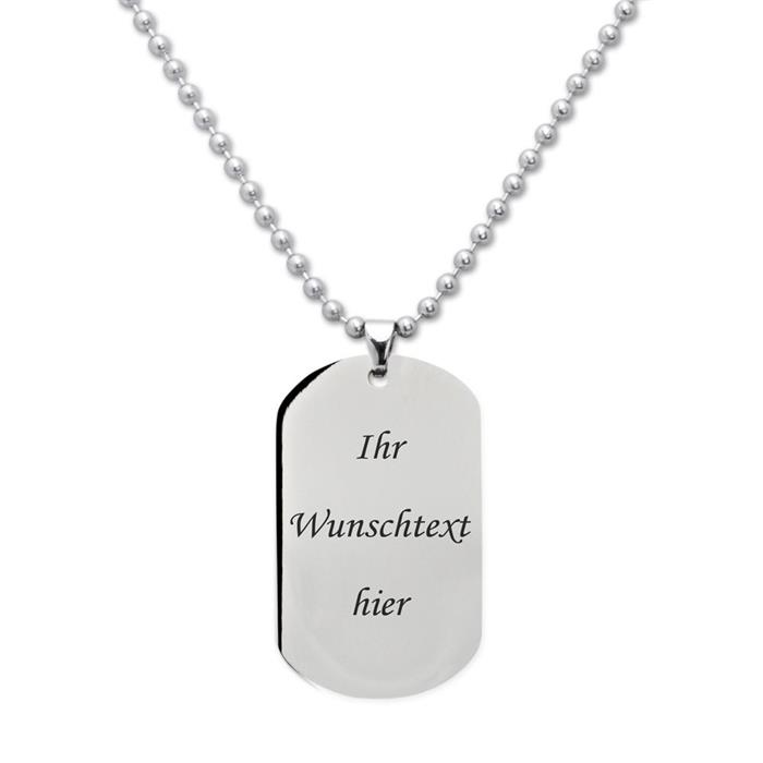 Dog-tag pendant incl chain & laser engraving