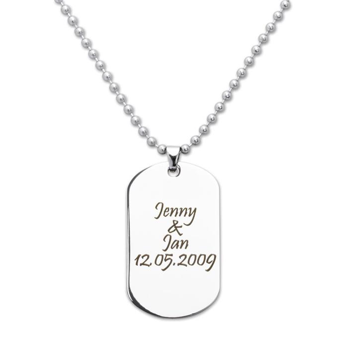 Dog-tag pendant incl chain & laser engraving
