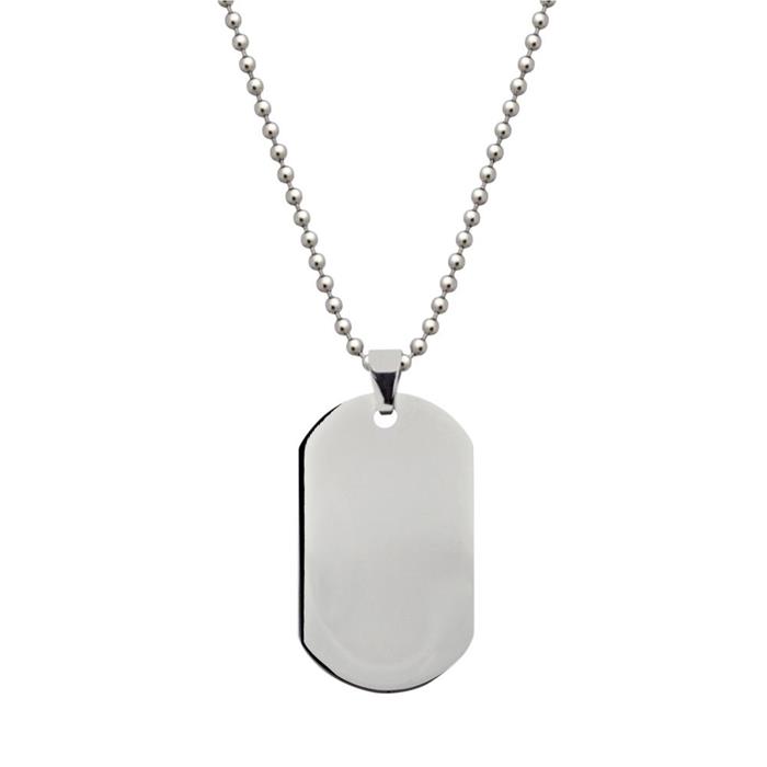 Dog-tag pendant incl ball chain stainless steel