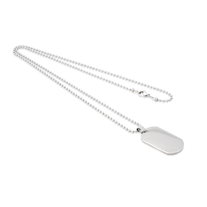 Dog-tag pendant incl ball chain stainless steel