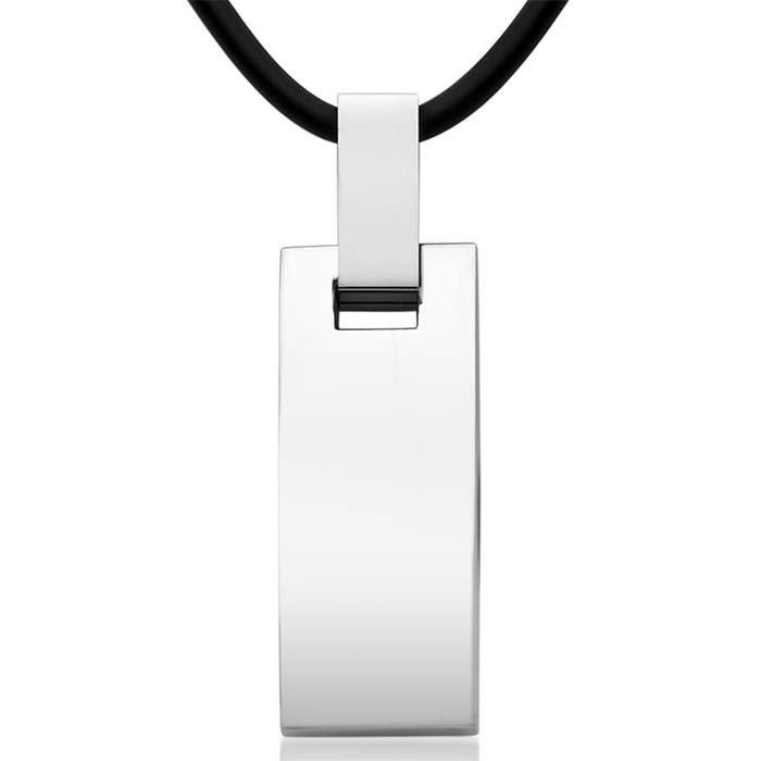 Modern Stainless Steel Pendant Incl Rubber Chain